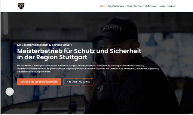 MKD Sicherheitsdienst auf Laptop