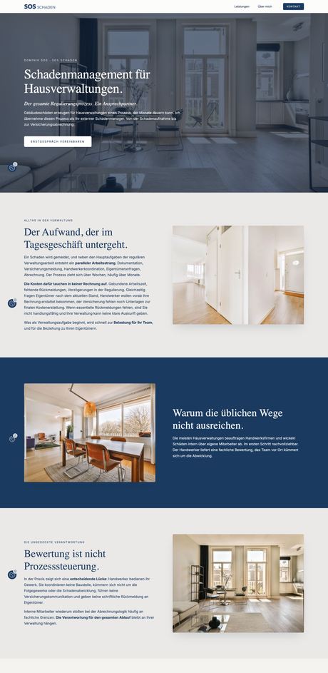 Website SOS Schaden, Startseite