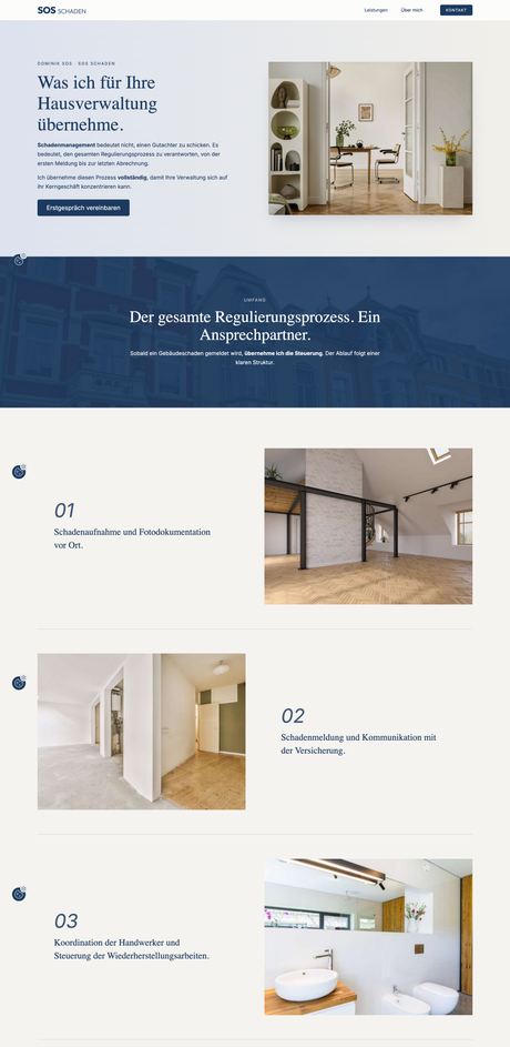 Website SOS Schaden, Leistungen